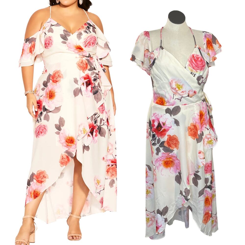 City Chic 18 Wrap Dress Coquette Feminine Romantic Ballet Fairy Prom Valentines